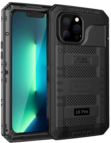 Beeasy for iPhone 13 Pro Case Waterproof Heavy Duty Shockproof Tough Metal Armour Cover Dustproof Built-in Screen Protector, 360 Full Body Military Protective Rugged Case for iPhone 13 Pro 6.1inch