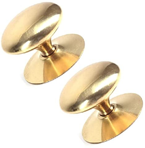 TERF® 30mm Traditional Victorian Polished Brass Cabinet Door Knobs 30mm Chest Drawer Cupboard Kitchen Wardrobe Door Pull Handle Knobs with Fixing Screw for Use Home and Office - Pack of 2