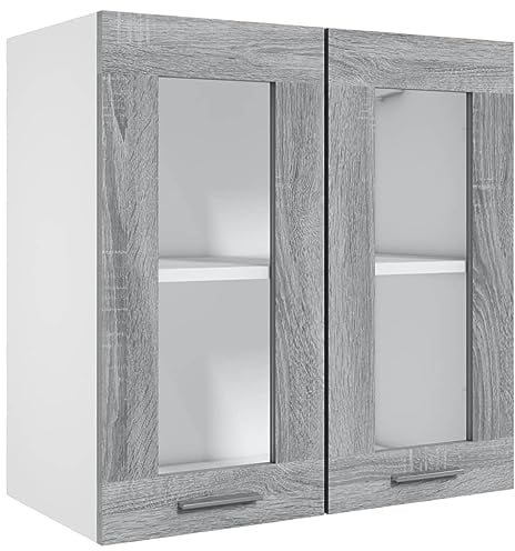 vidaXL Armario Colgante Estantería Flotante Organizador Almacenamiento Mueble de Cocina Decoración Madera Contrachapada Gris Sonoma 60x31x60 cm