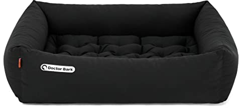 Doctor Bark Hundebett Orthopädisch - Waschbar bis 95°C, Geruchsfrei & Hygienisch - Kuscheliger Hundekorb Mittelgroße Hunde mit Hundematratze (M - 80x70 cm, Schwarz)
