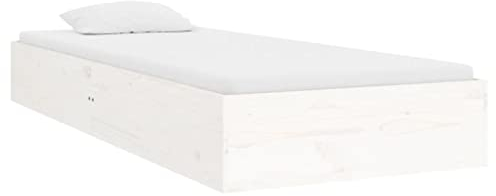 vidaXL Massivholzbett Einzelbett Bettgestell Bettrahmen mit Lattenrost Schlafzimmerbett Bett Holzbett Schlafzimmermöbel Weiß 75x190cm