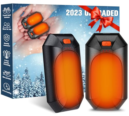 Rechargeable Hand Warmer, 2 Packs Electric Hand Warmers, Portable USB Hand Warmer Pocket Size for Women, Heat Therapy, Outdoor Sports, Black