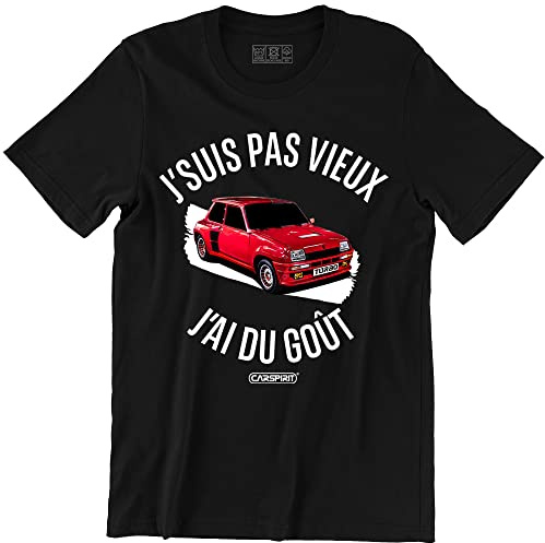 T-Shirt Voiture Vintage R5 Turbo Rouge | Humour Homme Tee Shirt Fan Automobile française | j'suis Pas Vieux J'Ai du goût | 100% Coton