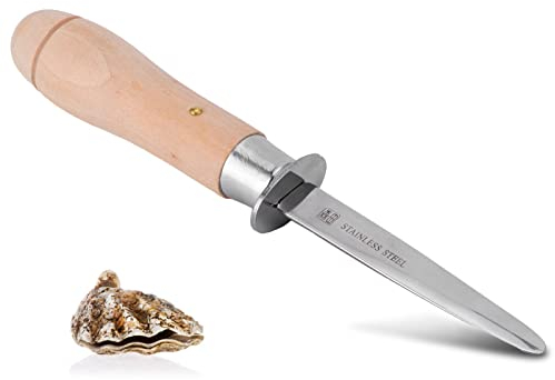 HERCHR Couteau à huîtres, Couteau à écailler Les huîtres avec Manche en Bois Outil d'ouverture d'huîtres pour Fruits de mer