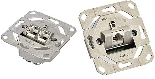 Gira 245200 Netzwerkdose 2-Fach Cat.6A IEEE 802.3an Unterputz Einsatz & 245100 Netzwerkdose 1-Fach Cat.6A IEEE 802.3an Einsatz