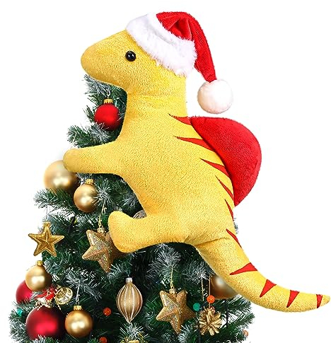 Capoda Weihnachtsbaumspitze, 32 cm, Dinosaurier-Ornament, lustige Weihnachtsdekoration, Vorhangbinder für Baum, Weinflasche, Zuhause, Erwachsene