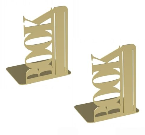 Sellon24® Lot de 2 serre-livres élégants dorés - 14 x 11 x 18 cm (l x p x h) - Pour étagère, livres - Doré