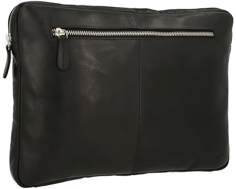 Gusti Laptoptasche Leder - Austi Pflanzlich gegerbt Laptophülle Ledertasche Schwarz Leder