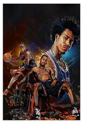 Allen Iverson Poster Baskerball Porträt Bild Leinwand Poster Wandkunst Dekor Druck Bild Gemälde für Wohnzimmer Schlafzimmer Dekoration ungerahmt: 40 x 60 cm
