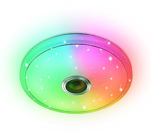 TRMLBE Deckenleuchte Dimmbar mit Bluetooth Lautsprecher 36W Deckenlampe Rund RGB Farbwechsel mit Fernbedienung/APP-Steuerung Feckenbeleuchtung für Schlafzimmer Wohnzimmer Kinderzimmer
