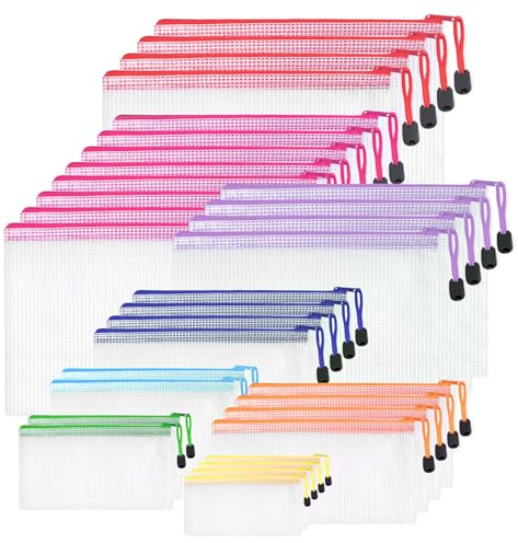 Toptime Dokumententasche, 30 Stück Dokumentenmappe 8 Größen - A4 B4 A5 B5 A6 B6 B8 Bill, Wasserdichte Mesh Zip Beutel, Transparente Reißverschlusstasche für Dokumente, Rechnungen, Kosmetika, Puzzle