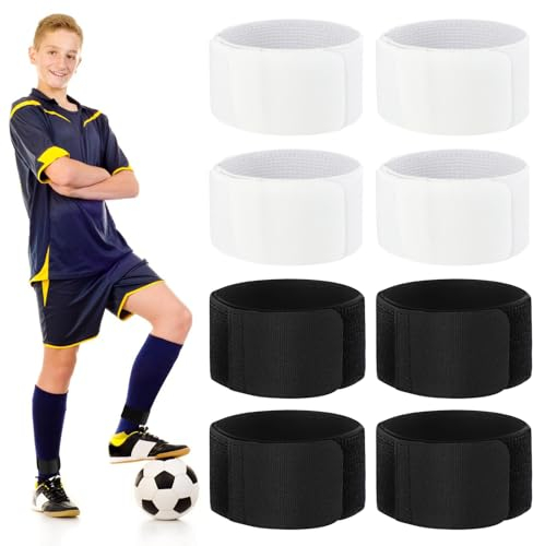 8 Stück Fußball Schienbeinschonerhalter, Fußball Stutzenhalter, Halter Schienbeinschoner, Stutzenhalter Fussball Shin Guards Stutzentape Shin Guard Holder Für Erwachsene & Kinder(Schwarz, Weiß)