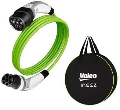 Valeo Ineez, 652103, Cable de Carga para vehículos eléctricos o híbridos enchufables con Bolsa de Transporte, Tipo 2 a Tipo 2, 7,4 kW, 5 Metros