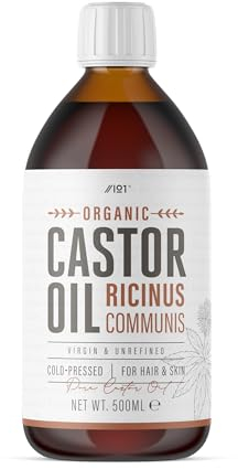 Organic Castor Oil 500ml – 100% Unrefind & Cold Pressed – Hexane Free – for Skin & Hair – Sustainably Sourced – By Alpha01