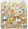 ABAKUHAUS Hallucinatoire Rideau de Douche, Jardin Champignon Pastel Doux Art Floral Hippie Psychédélique, Material Resistente al Agua Durable Estampa Digital, 175 cm x 200 cm, Orange Bleu et Vert