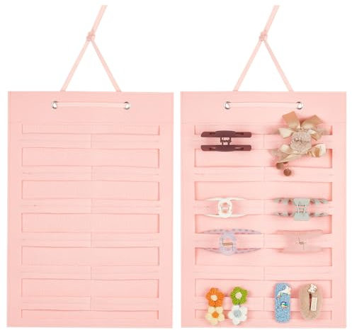 nbeads 2 Stück Haarklammer-Organizer-Halter, 78x35cm Haarschmuck Hängende Aufbewahrung Wandbehang Haarspangenständer Filz Haarklammern Halter Für Frauen Zuhause Wandtür Schrank, Rosa