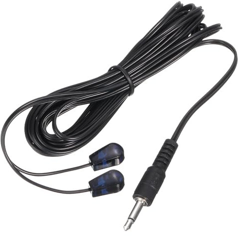sourcing map IR Infrared Emitter Sensor Receiver,Extension Cable 9.8 Feet Long 3.5mm Jack 2 Black Head Pack of 1