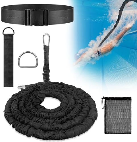 Schwimmgürtel für Pool 4M-10M Schwimmtrainer für Erwachsene und Kinder, Schwimmzugseil mit Gurtband und Verstellbarem Gürtel, Erhöht Kraft und Ausdauer, Schwimmgürtel für Jedes Schwimmbad