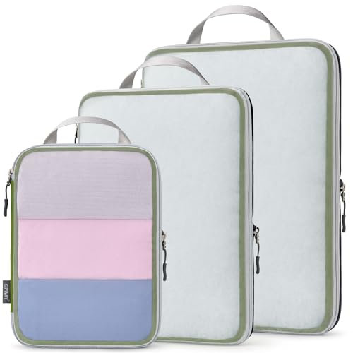 Cipway Kompression Koffer Organizer Set für Rucksack ,Netzgewebe Ultraleichte Packtaschen Packing Cubes Packwürfel Kofferorganizer Packtaschen Kleidertaschen für Reiseorganizer(grün, 3 Stück)