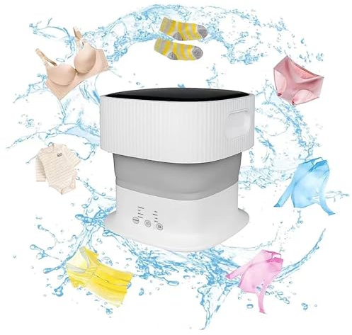 Mini Lave Linge Portable avec Essorage,Entrée Et Sortie D'eau Automatiques ， 9L Mini Lave Linge pour Etudiant,Les Appartements Simples