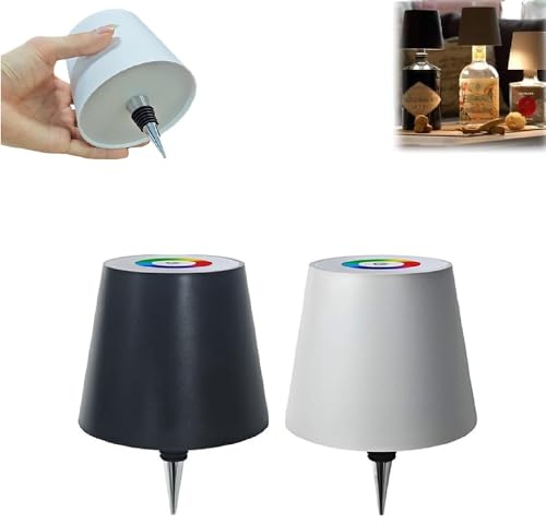 Wireless Bottle Lamp, Pridola Bottle Lamp, Wine Bottle Lights, Bottle Lights for Liquor Bottles, Pridola Wireless Bottle Lamp, 3 Color Stepless Dimming Pridola Bottle Lights /7154(Black+White)