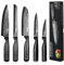 HUIKAILI 5-Teiliges Küchenmesser-Sets, Schwarz Messerset Edelstahl Professionelles Kochmesser-Set mit ultra-scharfer Klinge aus rostfreiem Stahl, Messersets mit einzigartiger Antihaft-Hammerklinge