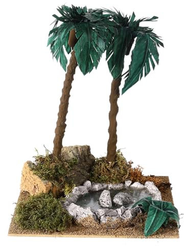 Doppelte Palme Teich Harz Krippe 8 cm, 25x20x20 cm