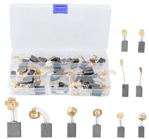 40PCS Reemplazo Cepillo Carbono para Motor, 10 Tamaños Repuesto de Escobillas Carbón para Herramientas Eléctricas, Taladros Percutores Eléctricos, Amoladoras Angulares, Sierras Circulares