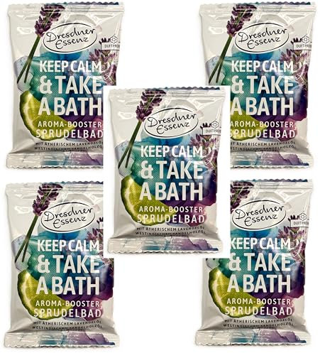 Dresdner Essenz 5er Pack Dreckspatz Aroma-Booster Sprudelbad Keep calm & Take a Bath 5 x 70g - Entspannend - Badezusatz