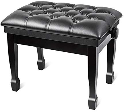 VAYEODEYU Klavierbank, Klavierbank aus Leder, hydraulischer Klavierhocker, einzelner automatisch anhebbarer Klavierhocker, höhenverstellbar, PU-Leder, weich und bequem(Black)