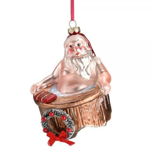 Gift Company Hänger Santa im Whirlpool, Mehrfarbig, Weihnachtsbaumschmuck, Glas, Kunststoff, Weihnachten
