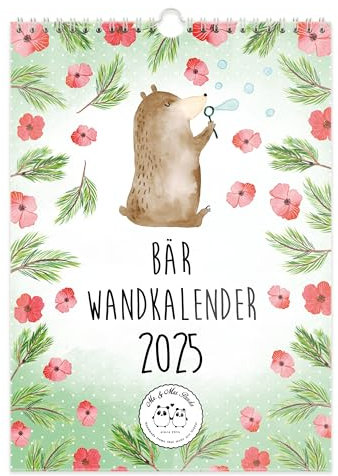 Mr. & Mrs. Panda A3 Wandkalender 2025 Bären Collection - Geschenk, Jahresplaner, Teddy, Terminplaner, Teddybär, Jahreskalender