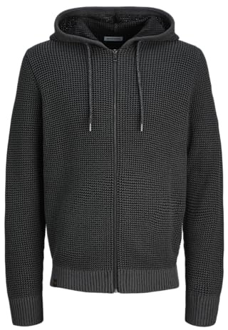 JACK & JONES Herren Jjethan Knit Zip Hoodie, Black, Large