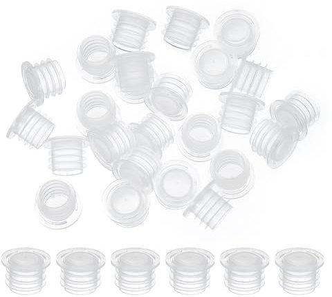PATIKIL Salt and Pepper Shaker Stoppers 12mm/0.47, 25Pcs Plastic Salt Shaker Plug Replacement with Pull Ring Reusable Clear Round End Cap for Pots Bottles Pipes