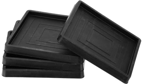 PATIKIL 3.5 Inch Rubber Furniture Pads, 4 Pack Non-Slip Furniture Coasters Square Anti Skid Caster Cups Furniture Feet Cup Floor Protectors for Bed Couch Stoppers, Black