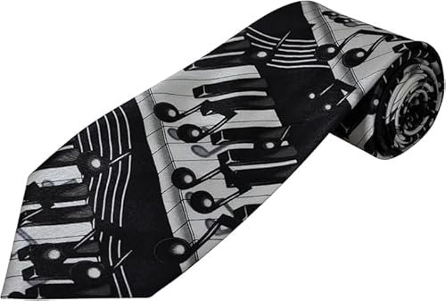 Music Notes on Piano Keyboard steps 100% Polyester Classic Tie Musician Teacher