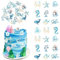 Xsstarmi 60 Pack Under the Sea Cupcake Toppers Rice Paper Underwater World Dolphins Jellyfish Cupcake Picks Decoration for Ocean Sea Animal Theme Baby Shower Birthday Party Cake Decorations