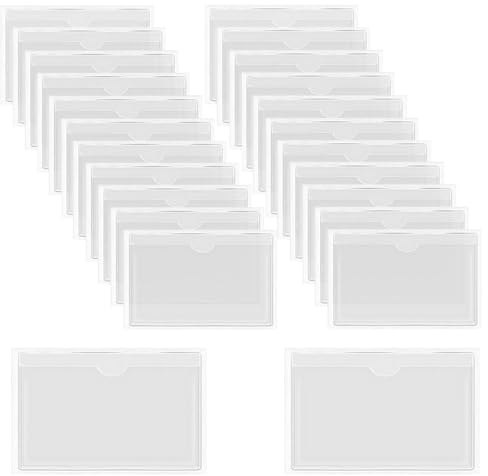XINGSUI 24 Stück Etikettenhalter Selbstklebend, 9.9 x 5 cm Beschriftungsfenster, Visitenkartentaschen Kleben, Transparent Kartenhülle, für Zuhause, Büro, Schule, Supermarkt-Regale, Schränke, PVC