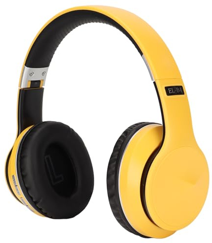 Risegun Wireless Headphones Over Ear, EL-B4 Wireless Headphones Foldable Lightweight Headset Bluetooth 5.3 for Travel Office PC (Yellow)