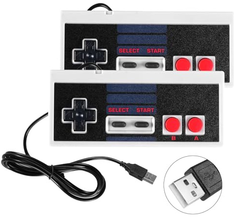 Binghe NES Game Controller, Controller per giochi NES con USB Interfaccia Modello classico Compatibile con Classic NES/PC/M-A-C/Raspberry Pi 3(2 pezzi)