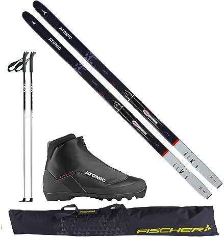 Atomic Langlaufski-Set Savor XC, 193cm Ski, Bindung, Schuhe, Stöcke und Fischer Skisack, Komplettes Langlauf-Ausrüstungsset
