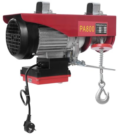 Verricello elettrico da 800 kg, 1450 W, paranco a catena, 10 m/min, paranco a catena con 2 bretelle e telecomando senza fili