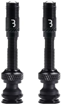 BBB Cycling CoreCap AL Tubeless-Ventilset – High-Performance Fahrradventile (2 Stück), 300% mehr Luftstrom, kein Verstopfen durch Dichtmittel, Presta auf Schrader kompatibel - BTI-166 Schwarz 40mm