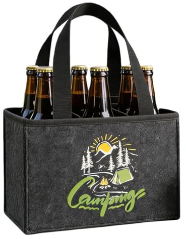 teokyat Bierflaschenträger 6 Flaschen – Camp Camping Gadgets Deko, Lustige Männergeschenke Personalisierte Biergeschenke für Männer, Männerhandtasche zum Camping Geschenk Bierträger