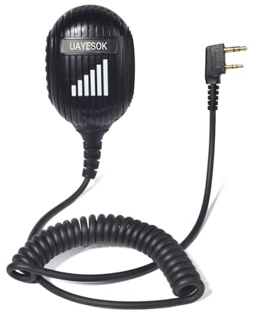 UAYESOK Microphone d'épaule à main robuste, micro radio bidirectionnel 2 broches, pour talkie-walkie Baofeng BF-888s UV5R Quansheng UV5R UVK6 Kenwood Retives