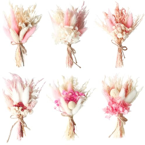 Trockenblumen Zum Basteln,6 Stück Bündel Trockenblumenstrauß,Getrocknete Blumen,Trockenblumen Set,DIY Natürliche Getrocknet Blumen Set,​für Kunst DIY Harz Scrapbooking