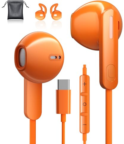 Wired Earphones USB C for iPhone 17 Pro Max 16 iPad Air Pro 11/13 Pixel | in Ear Earbuds with Microphone Volume Control Wired Headphones USB C for Samsung S26 S25 Ultra S24 A16 A17 A56 Redmi Note