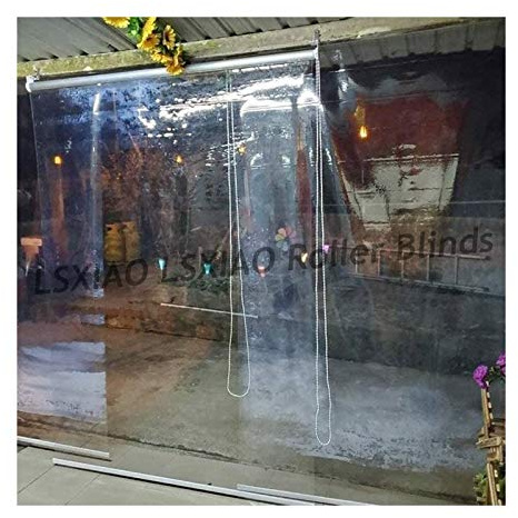 Transparent Roller Shade, Waterproof Roll up Blind, Windproof with Connector and Beaded Chain Cord for Exterior Front Porch, Pergola(1.5x2.2m)