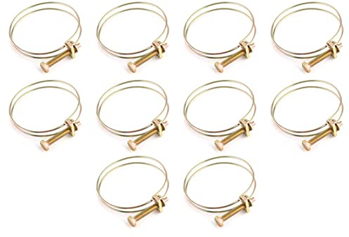 Zerodis Collier de Serrage Réglable en Fer à Double Fil, 10 Pièces, plaqué Zinc, 13 Mm à 100 Mm, Serrage à Vis pour Tuyau de Plomberie, Tuyau, Barbe, Atelier, Garage, Utilisation dans le Jardin (57