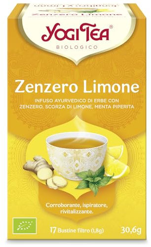 Yogi Tea Zenzero Limone Bio - Infuso Ayurvedico - Miscela di Zenzero, Scorza di Limone e Menta - Senza Caffeina - Confezione da 6x17 bustine (102 bustine in totale)